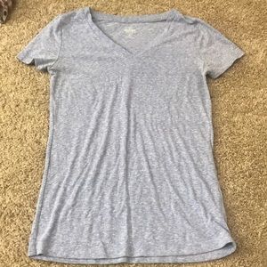 Purple and white V neck top